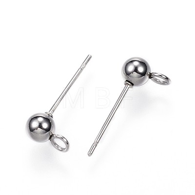304 Stainless Steel Ball Stud Earring Findings X-STAS-G099-09P-1