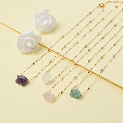 Natural Raw Stone Pendant Necklace for Women NJEW-JN03781-1