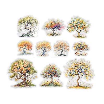 10Pcs 10 Styles Flower Tree Waterproof PET Stickers DIY-G121-03E-1