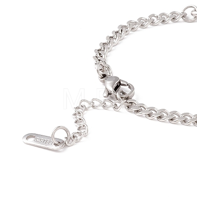 Non-Tarnish Heart & Flat Round Stainless Steel Charm Bracelet for Women STAS-P304-30P-1