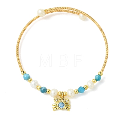 Brass Micro Pave Clear Cubic Zirconia Charm Bangles BJEW-JB13992-1