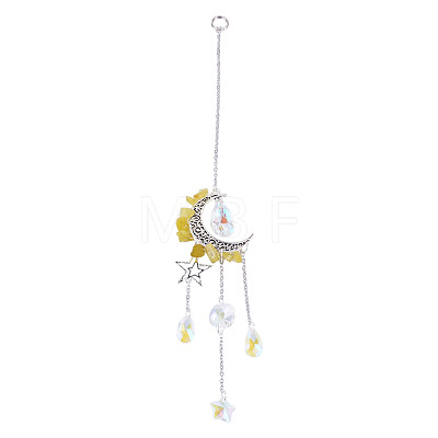 Moon & Star Alloy Hanging Ornaments HJEW-TADJ0022-1