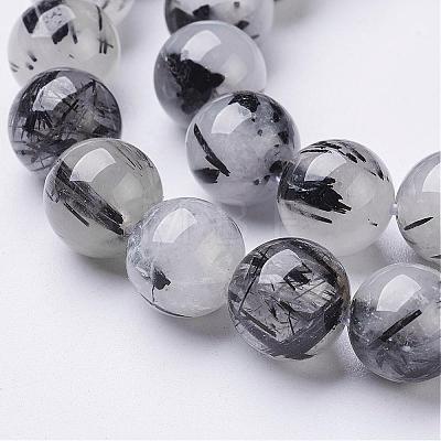 Natural Black Rutilated Quartz Beads Strands G-D295-10mm-1