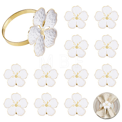 16Pcs Flower Alloy Enamel Napkin Rings AJEW-DC0003-87-1