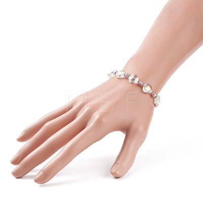 Glass Heart Beaded Stretch Bracelet for Kid BJEW-JB08518-1