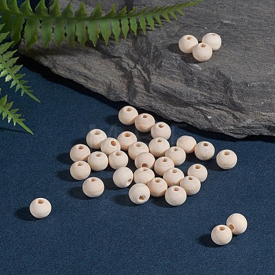 Natural Unfinished Wood Beads WOOD-S651-8mm-LF-1