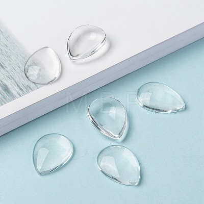 Transparent Teardrop Glass Cabochons GGLA-R024-25x18-1