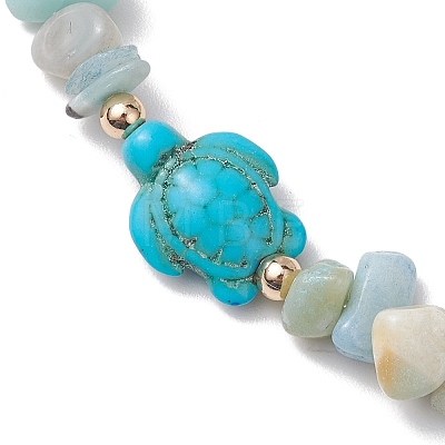 Natural Flower Amazonite Chip Beaded Stretch Bracelets BJEW-JB10689-04-1