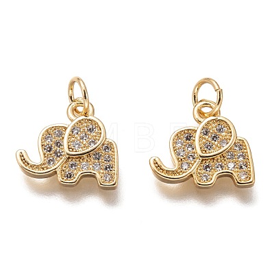 Brass Micro Pave Clear Cubic Zirconia Charms ZIRC-C020-35-1