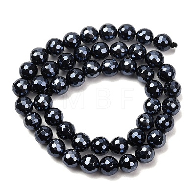 Electroplated Natural Agate Beads Strands G-B191-A07-8mm-18-1