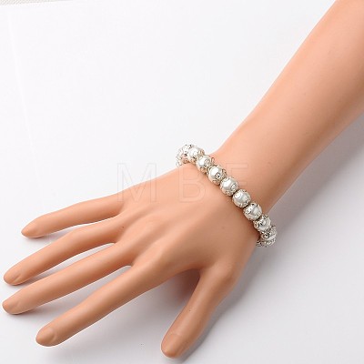 Glass Pearl Round Bead Stretch Bracelets BJEW-JB01468-01-1
