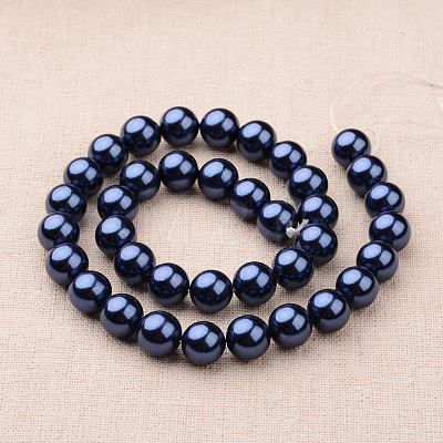 Polished Round Grade A Shell Pearl Bead Strands X-BSHE-M027-6mm-05-1