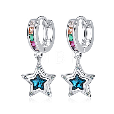 Brass & Cubic Zirconia Hoop Dangle Earrings WG36A3A-01-1