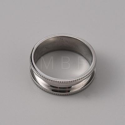 201 Stainless Steel Grooved Finger Ring Settings STAS-WH0027-26F-P-1