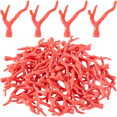 70Pcs Opaque Acrylic Imitation Coral Beads SACR-SC0001-64-1