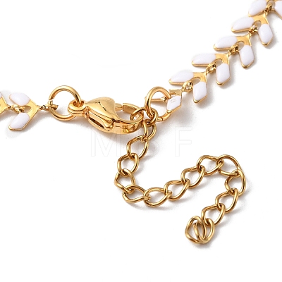 Enamel Ear of Wheat Link Chains Bracelet BJEW-P271-02G-04-1