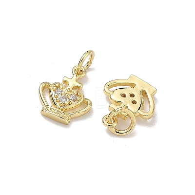 Brass Micro Pave Clear Cubic Zirconia Pendants KK-K420-09G-1