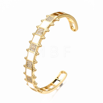 Brass Micro Pave Clear Cubic Zirconia Cuff Bangles BJEW-N302-006H-NF-1