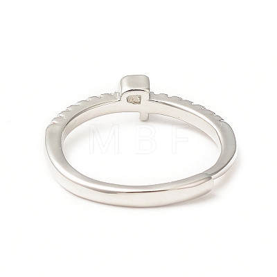 Clear Cubic Zirconia Initial Letter Adjustable Ring RJEW-C052-01P-P-1