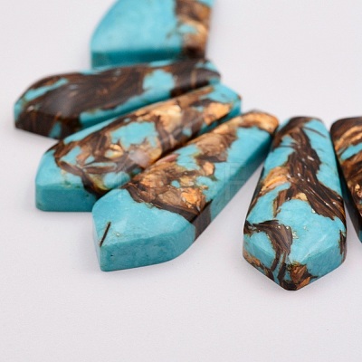 Assembled Bronzite and Synthetic Turquoise Beads Strands G-P297-K01-1