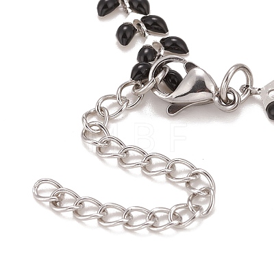 Enamel Wheat Link Chains Bracelet BJEW-P271-02P-01-1