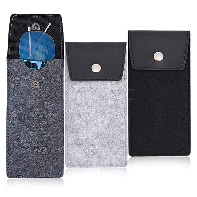   3Pcs 3 Colors PU Imitation Leather & Felt Slip-in Glasses Cases AJEW-PH0004-72-1