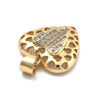 Rack Plating Brass with Cubic Zirconia Pendants KK-Q017-04C-G-1