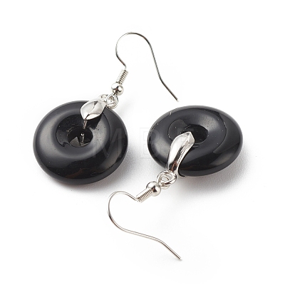 Gemstone Donut Dangle Earrings EJEW-G300-01P-1