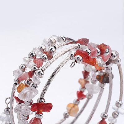 Five Loops Wrap Carnelian(Dyed) Beads Bracelets BJEW-JB02589-02-1