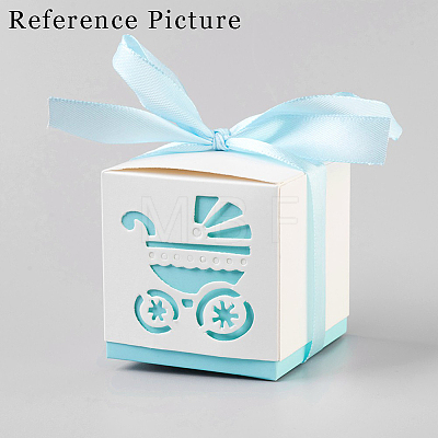 Hollow Stroller BB Car Carriage Candy Box wedding party gifts with Ribbons CON-WH0034-D03-1