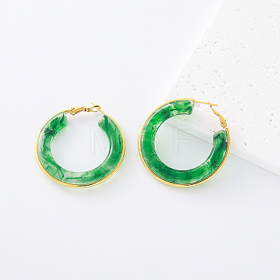 304 Stainless Steel Resin Hoop Earrings for Women KT0951-2-1
