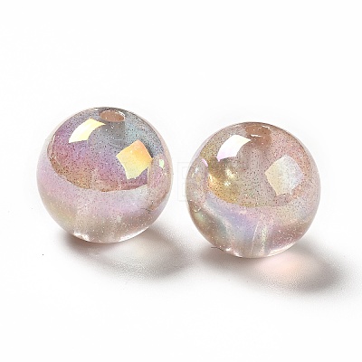 UV Plating Transparent Rainbow Iridescent Acrylic Beads OACR-D010-01-1