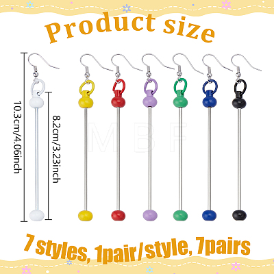 7 Pairs 7 Styles Brass with Iron Bar Beadable Hoop Earring Findings EJEW-NB00001-1