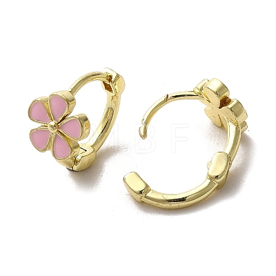 Flower Rack Plating Brass Hoop Earrings EJEW-A031-23G-1