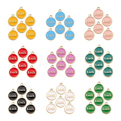 45Pcs 9 Colors Light Gold Alloy Enamel Pendants ENAM-CJ0002-07-1