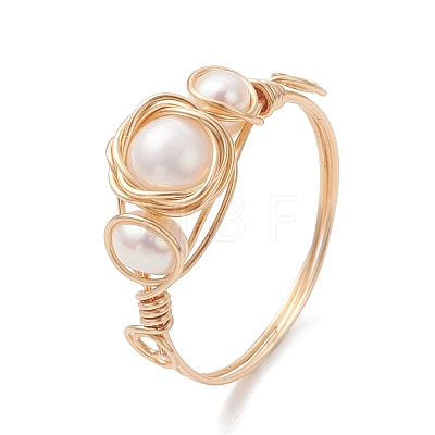 Natural Pearl Finger Rings RJEW-JR00990-1