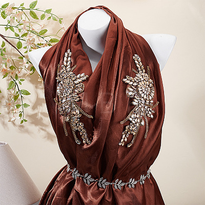 Flower Resin Rhinestone Decorative Corsages for Clothing Accessories PATC-WH0021-064I-1