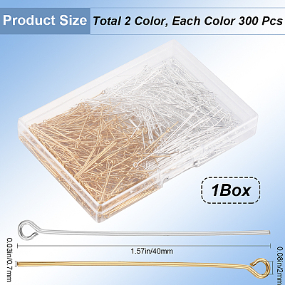 SOFPLATE 600Pcs 2 Colors Brass Eye Pin KK-SP0001-68C-1