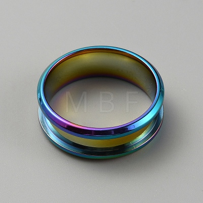 201 Stainless Steel Grooved Finger Ring Settings RJEW-WH0010-08D-MC-1-1