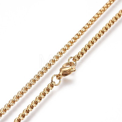304 Stainless Steel Box Chain Necklaces X-NJEW-P244-01G-1