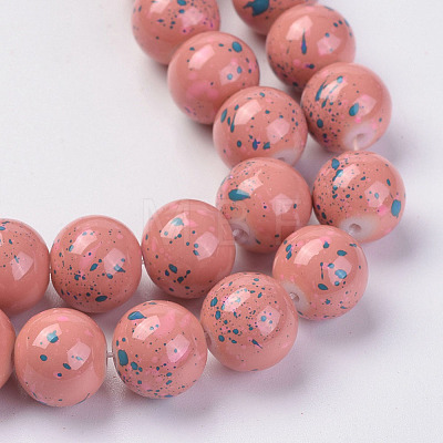 Opaque Baking Painted Glass Beads Strands GLAA-L024-D-21-1
