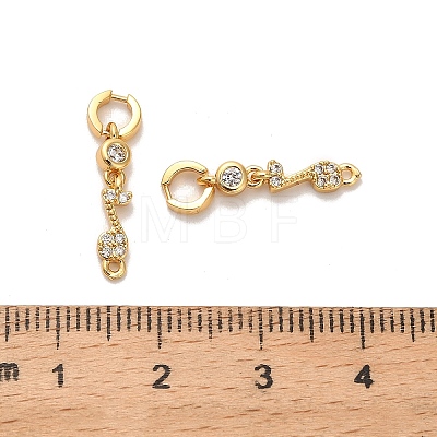 Brass Pave Clear Cubic Zirconia Musical Note Connector Charms KK-H515-15G-1