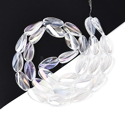 Electroplate Transparent Glass Beads Strands EGLA-N055-02-1
