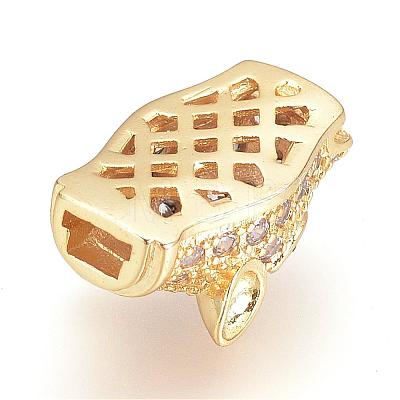 Brass Micro Pave Cubic Zirconia Slide Charms ZIRC-Q001-96G-1