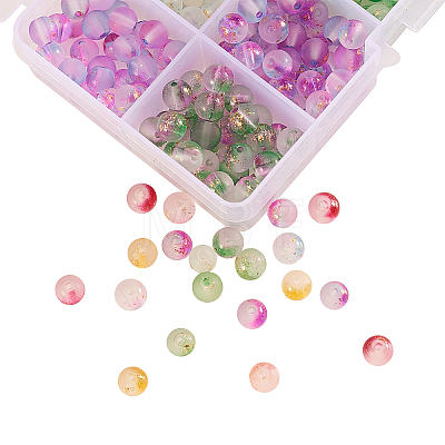 400Pcs 10 Colors Frosted Spray Painted Glass Beads Strands GLAA-CJ0001-39-1