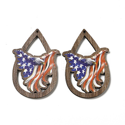 American Flag Theme Single Face Printed Aspen Wood Pendants WOOD-G014-01C-1