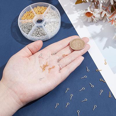 900Pcs 3 Colors Iron Screw Eye Pin Peg Bails IFIN-ME0001-07-1