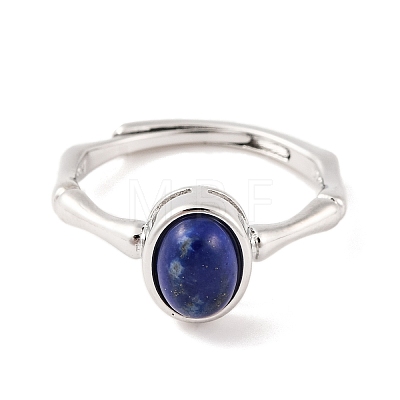 Oval Natural Lapis Lazuli Adjustable Rings RJEW-Q817-04P-11-1