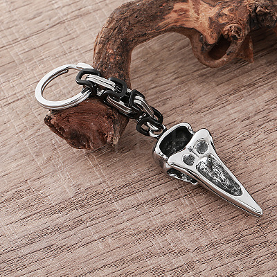 Vintage 304 Stainless Steel Raven Skull Keychains VE1256-1