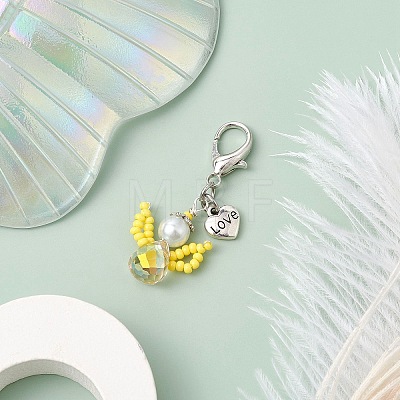 Angel Glass Seed Beads Pendant Decorations HJEW-MZ00109-02-1